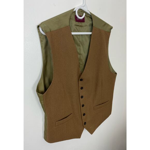 Men Samuel Windsor wool tan button dress formal suit vest, XL - Picture 2 of 4